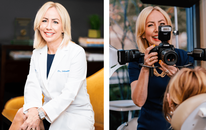 Collage of photos with Cosmetic Dentist Dr. Schindler