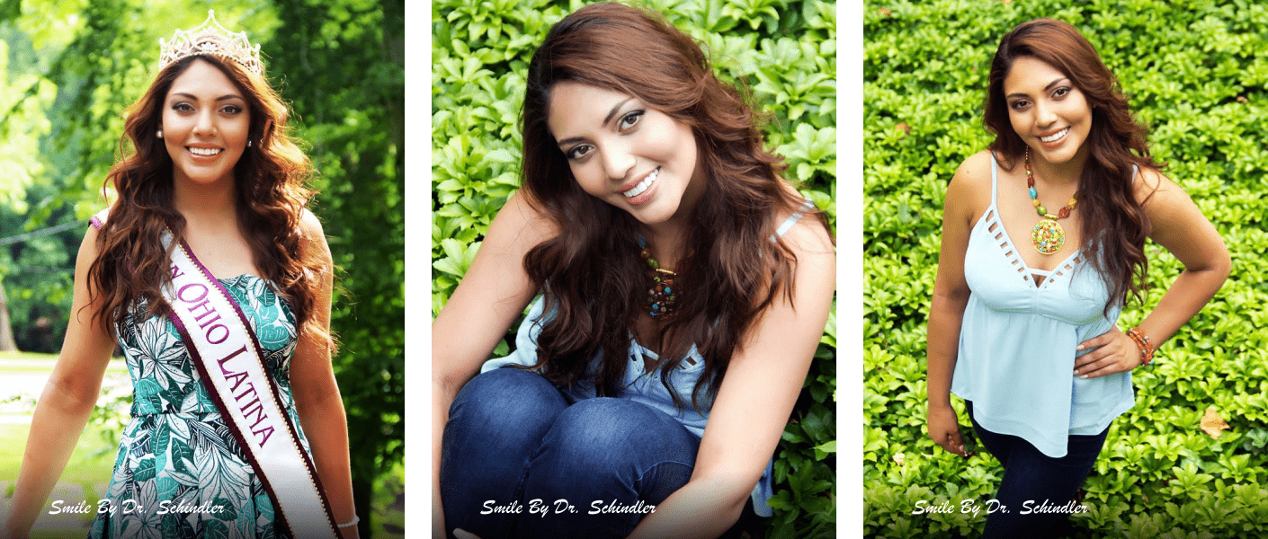 Collage with photos of our client in the park