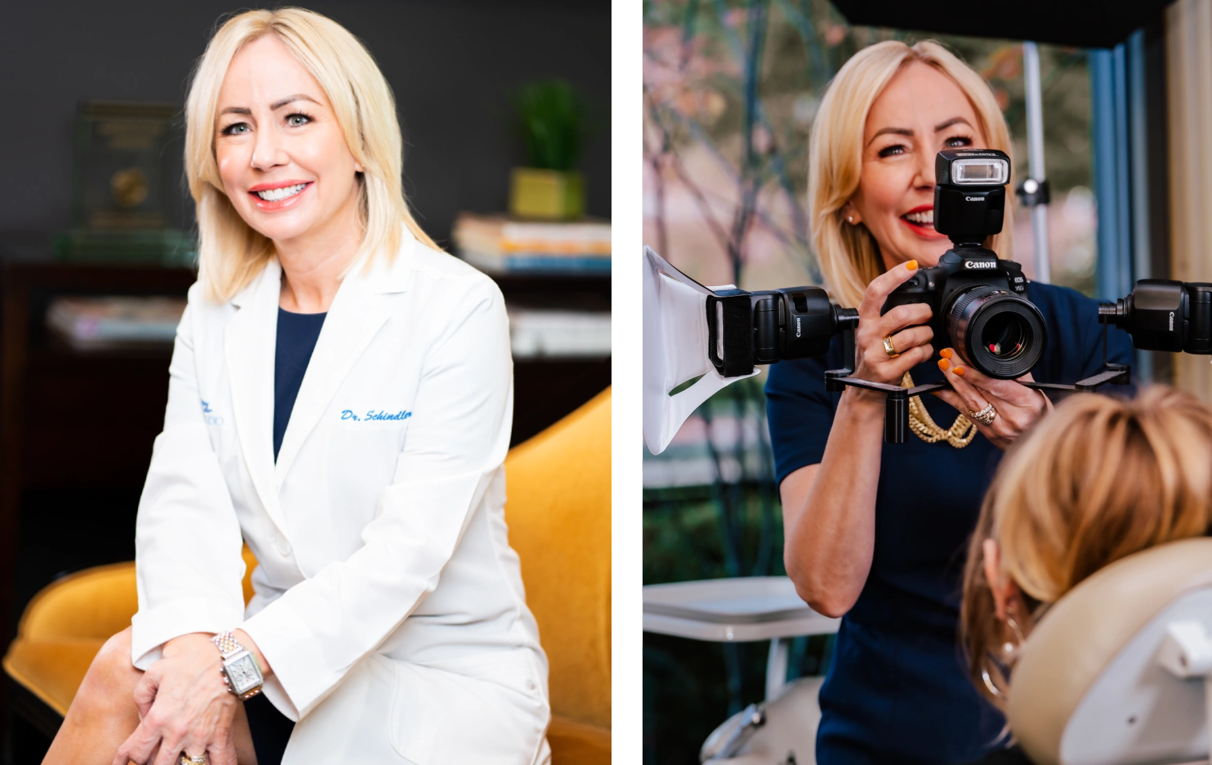 Collage of photos with Cosmetic Dentist Dr. Schindler